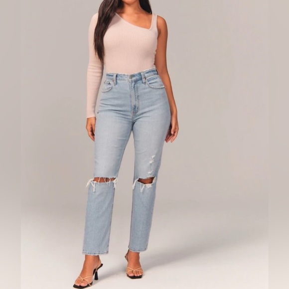 Abercrombie & Fitch Denim - Abercrombie & Fitch The Skinny High Rise Curve Love Distressed Jeans Size 27 4 L